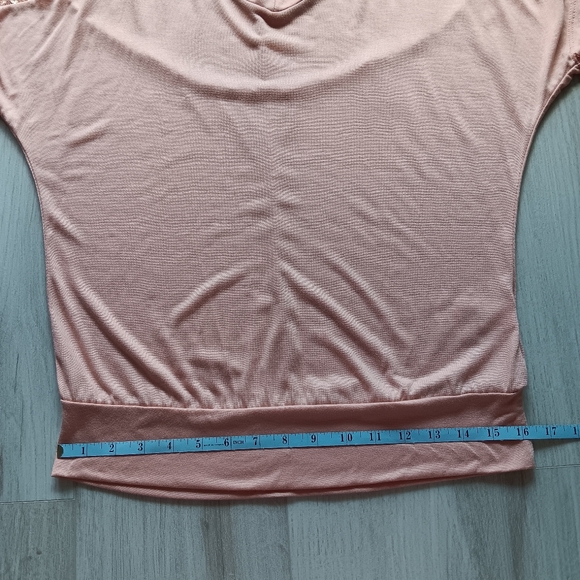 Threads V-neck Mesh Sequined Dolman Short Sleeve T-shirt Top Blush Pink Medium - Picture 6 of 10
